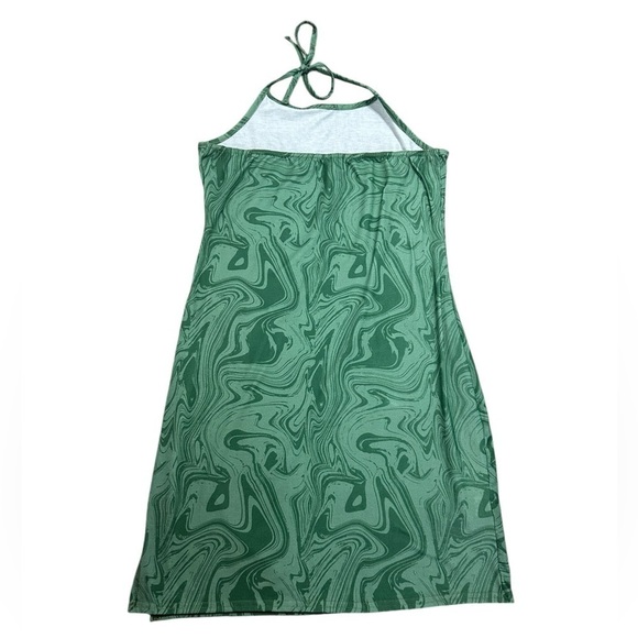 ♥️Pretty Little Thing Green Marble Halter Split Hem Bodycon Dress Women’s Sz 8 - Picture 4 of 12